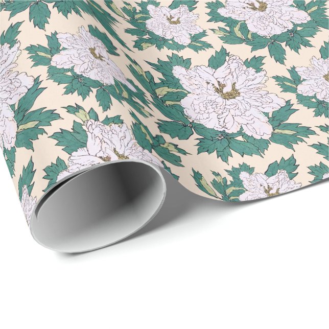 White Peonies Geschenkpapier (Rolleneckpunkt)