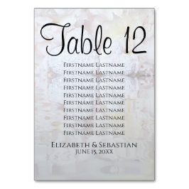 White Peonies & Hearts Hochzeitsdiagramm Tischnummer