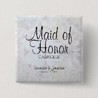 White Peonies & Hearts Wedding Maid of Honor Name