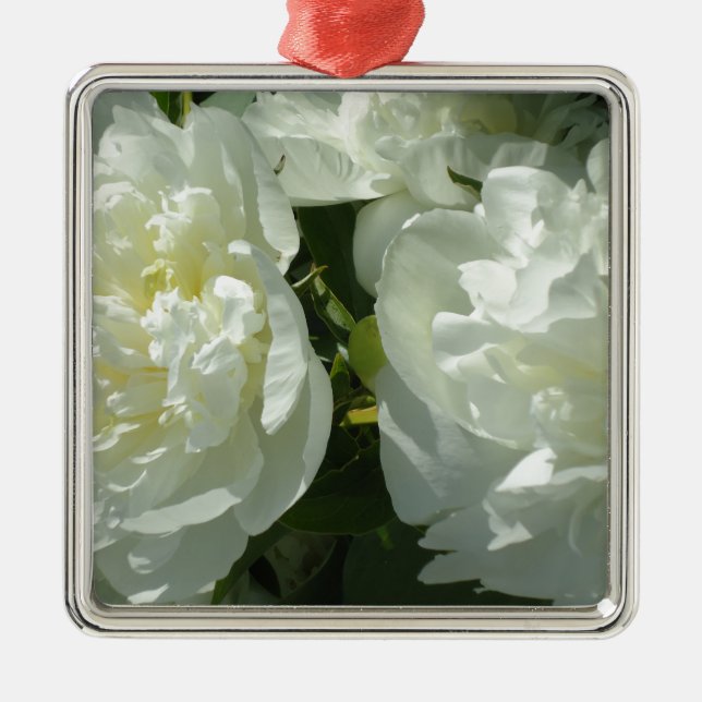 White Peonies Silbernes Ornament (Vorne)