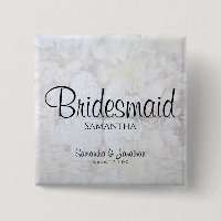 White Peonies Wedding Bridesmaid Nametag