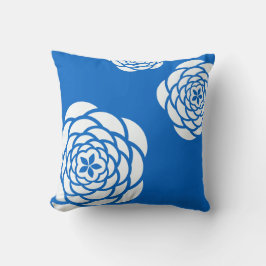 White Peonings auf Blue Background Pillow Kissen