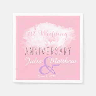 White Peony 1. Wedding Anniversary Paper Napkin 3 Serviette