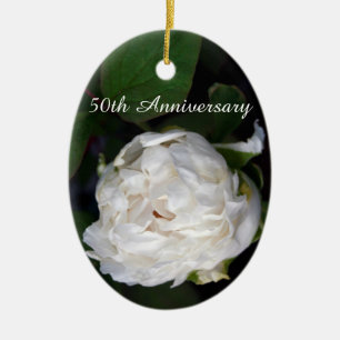 White Peony - 50 Jahre alt Keramik Ornament