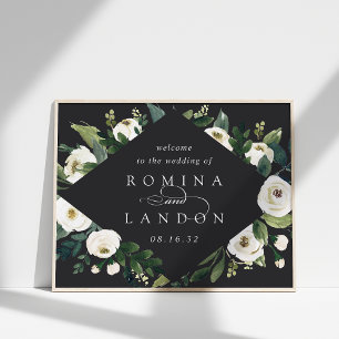 White Peony   Begrüßung von Aquarellblumen Poster