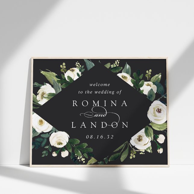 White Peony | Begrüßung von Aquarellblumen Poster (Von Creator hochgeladen)