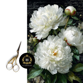 White Peony Blossom Decoupage Seidenpapier