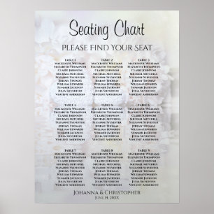 White Peony Blume 9 Tabelle Hochzeitstabelle Poster