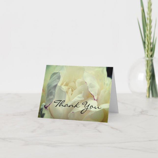 White Peony Blume Danke Card (Vorderseite)