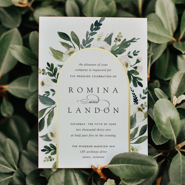 White Peony | Blumenarschhochzeit Folieneinladung (Von Creator hochgeladen)