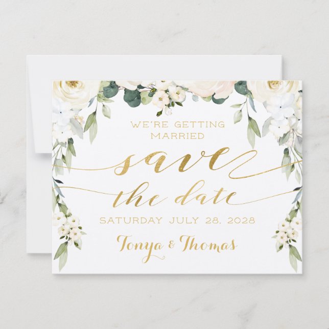 White Peony Epiphany Save the Date Envelope Einladung (Vorderseite)