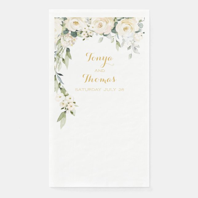 White Peony Epiphany Wedding Long Dinner Napkins Serviette (Vorderseite)
