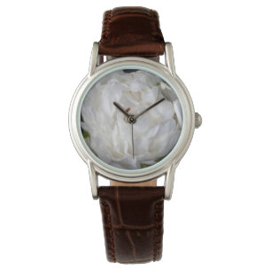 White Peony Floral Fotografy Bridge Watch Armbanduhr