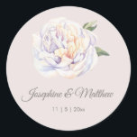 White Peony Floral Mauve Wedding Stickers<br><div class="desc">Diese Hochzeitsaufkleber verfügen über eine Blume aus Torten. Sie können diese Aufkleber mit Ihren Namen und Ihrem Hochzeitstermin personalisieren. Klicken Sie auf die Schaltfläche "Anpassen", um weitere Optionen zu erhalten, wenn Sie die Textgröße ändern oder einen zusätzlichen Text hinzufügen möchten. Diese Aufkleber eignen sich ideal für die Verwendung als Umschlag...</div>