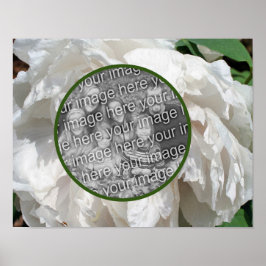 White Peony Flower Frame Create Your Own Photo Poster