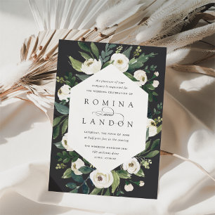 White Peony   Geometrisches Blumenzildchen Einladung