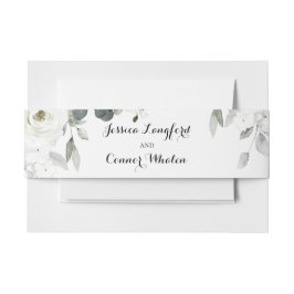 White Peony Greenery Wedding Einladungsbanderole