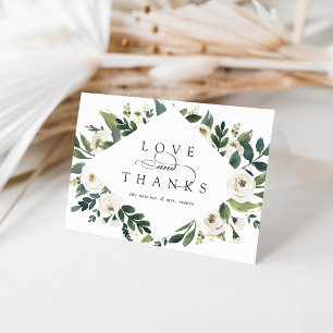 White Peony Hochzeit von Wasserfarben Dankeskarte