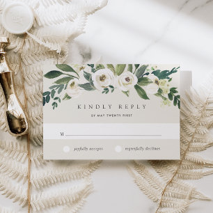 White Peony Hochzeit von Wasserfarben RSVP Karte
