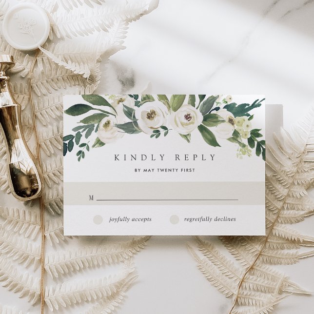 White Peony | Hochzeit von Wasserfarben RSVP Karte (Von Creator hochgeladen)
