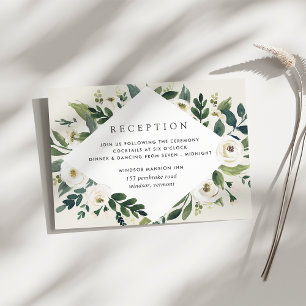 White Peony Hochzeitsempfang für Wasserfarben Begleitkarte