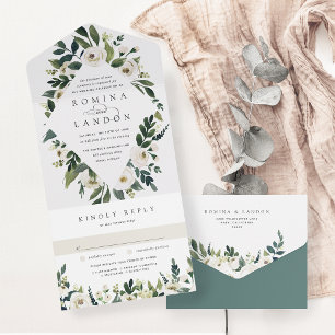 White Peony Hochzeitswasser für Wasserfarben All In One Einladung