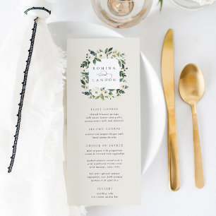 White Peony Hochzeitswasser für Wasserfarben Menükarte