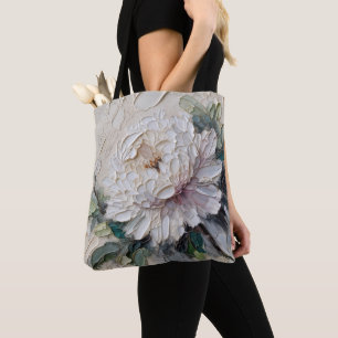 White Peony Impasto Art