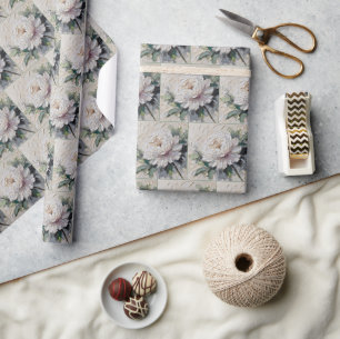 White Peony Impasto Art Geschenkpapier