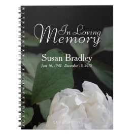 White Peony in Love Memory Memorial GuestBook Notizblock