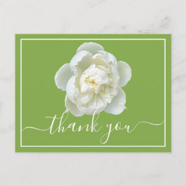 White Peony Lime Green Hintergrund Danke Postkarte