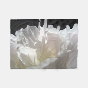 White Peony Petals Silhouette Fleecedecke