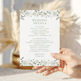 White Peony Rose Eucalyptus Wedding Details Cards Begleitkarte