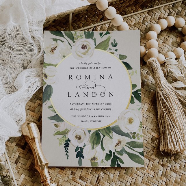 White Peony | Rundflorrahmen Folieneinladung (Von Creator hochgeladen)