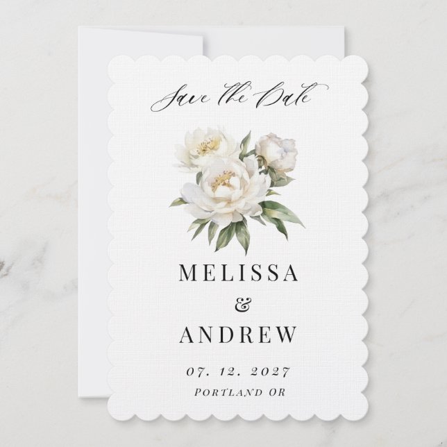 White Peony Save the Date (Vorderseite)