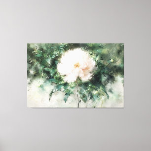 *~* White PEONY TV2 Art Stretched Canvas Print Leinwanddruck
