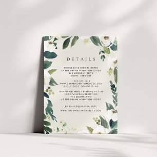 White Peony   Watercolor Floral Wedding Details Begleitkarte