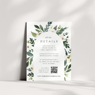 White Peony Watercolor Floral Wedding Details Begleitkarte