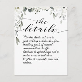 White Peony Wedding Details Umschließungskarte Begleitkarte