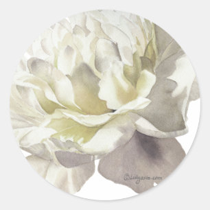 White Peony Wedding Einladung Siegel Runder Aufkleber
