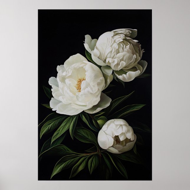 White Peonys Blume Art Print Poster (Vorne)