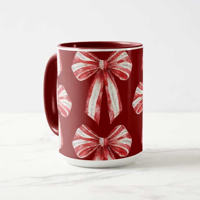 White Peppermint Bows Tasse (Vorderseite Links)