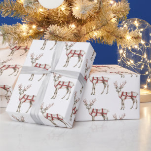 White Peppermint Hirsch Geschenkpapier
