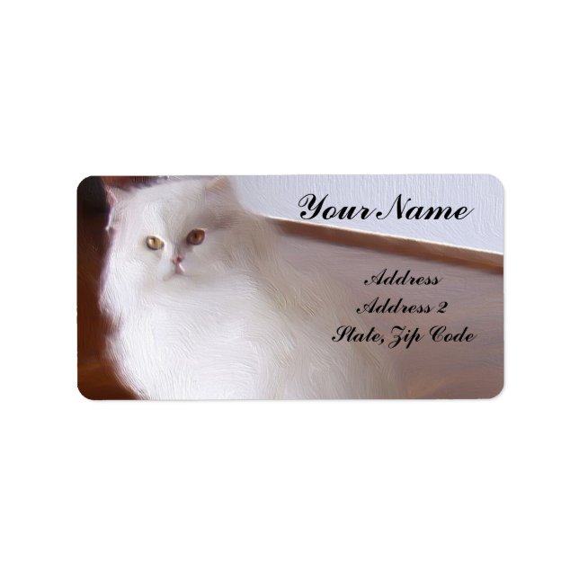 White Persian Cat Address Labels Adressaufkleber (Vorne)