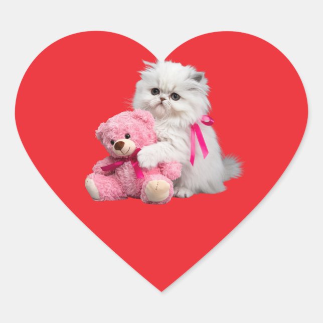 White Persian Cat and Teddy Bären Sticker Sheet (Vorderseite)