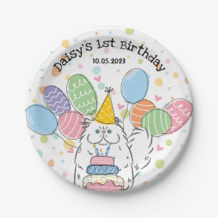 White Persian Cat Birthday Party Paper Teller