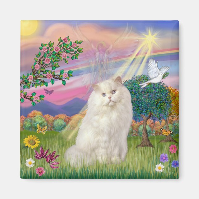 White Persian Cat - Cloud Angel Magnet (Vorne)