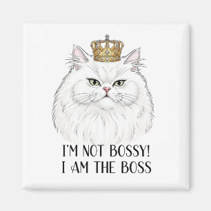 White Persian Cat Funny Bossy Zitat Magnet
