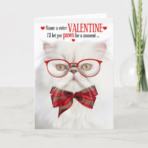 White Persian Cat Lover Valentine Feline Spaß Feiertagskarte