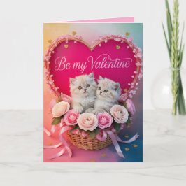 White Persian Cat Valentine's Day Card Feiertagskarte
